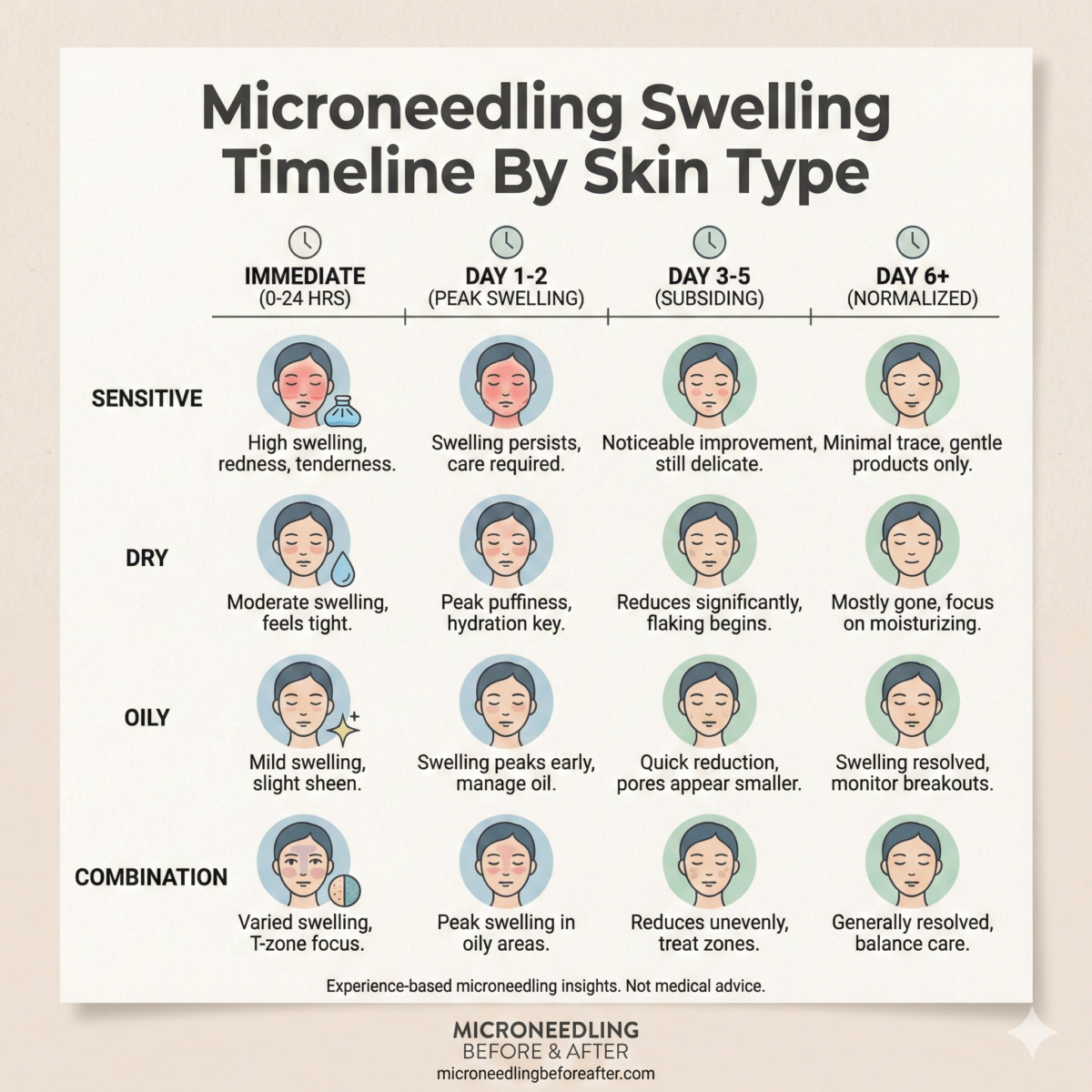 Microneedling Swelling Timeline By Skin Type