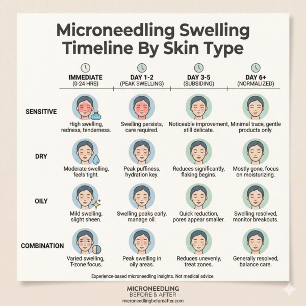 Microneedling Swelling Timeline By Skin Type