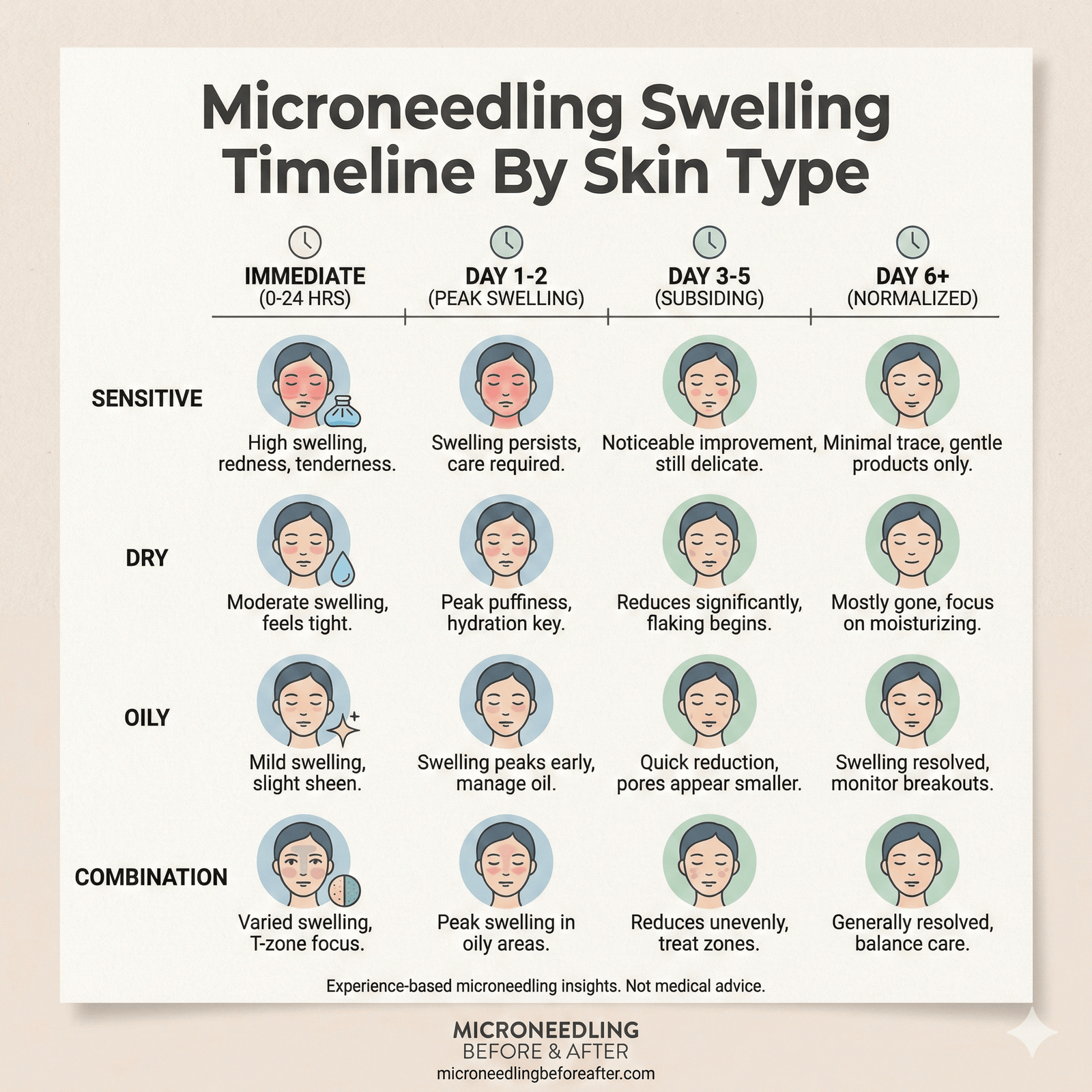Microneedling Swelling Timeline By Skin Type