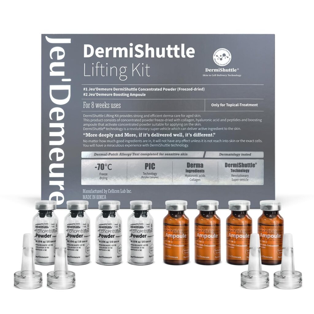 JEUDEMEURE DermiShuttle Lifting Kit - Anti Aging Serum, Face Serum for Firming, Anti Wrinkle, Skin Elasticity, Hydrating with Collagen, Peptides, Korean Skincare (8 Weeks)